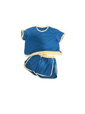 Women’s Athletic Shorts Set in Blue with White Trim